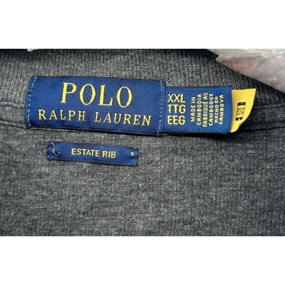 Polo Ralph Lauren Estate Rib Long‎ Sleeve Quarter Zip 2XL TTG EEG Gray